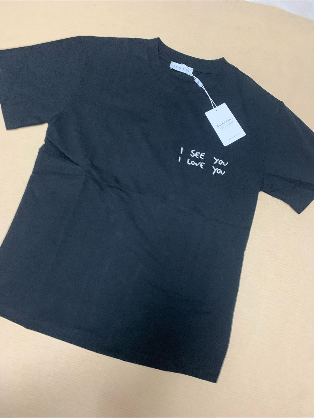 Black Short-Sleeve Graphic Tee - I See You I Love You print short sleeve T-shirt